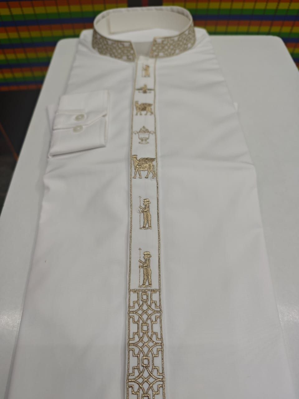 Shirt with gold embroidery