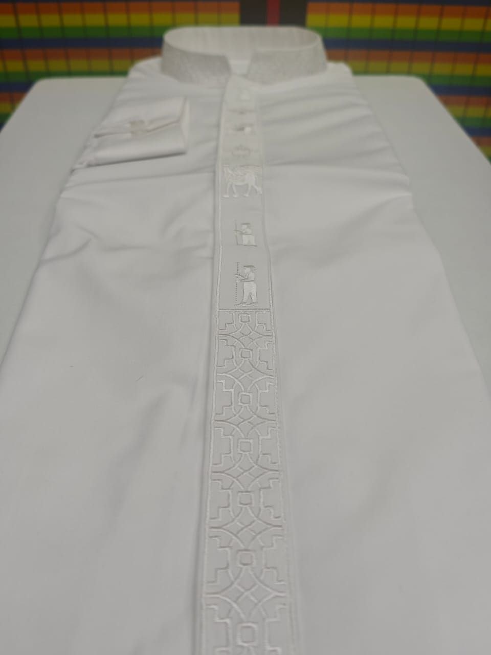 Shirt with white embroidery